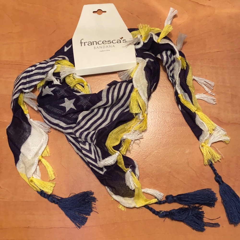 HOST PICK 2X 🌟NWT🌟 Francesca’s Starprint Bandana w/Stars & Tassel Fringe